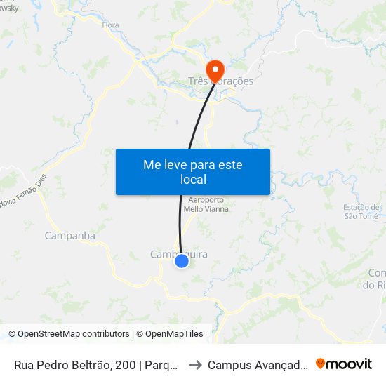 Rua Pedro Beltrão, 200 | Parque Das Águas De Cambuquira to Campus Avançado Do Ifsuldeminas map