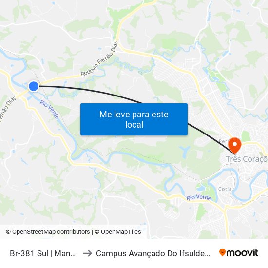 Br-381 Sul | Mangels to Campus Avançado Do Ifsuldeminas map