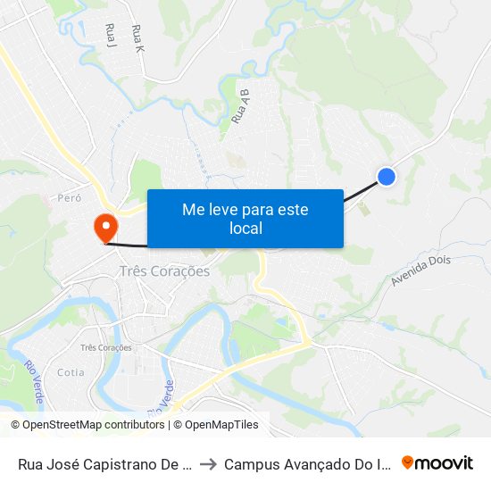 Rua José Capistrano De Souza, 2006 to Campus Avançado Do Ifsuldeminas map