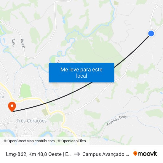 Lmg-862, Km 48,8 Oeste | Entr. Colônia Santa Fé to Campus Avançado Do Ifsuldeminas map