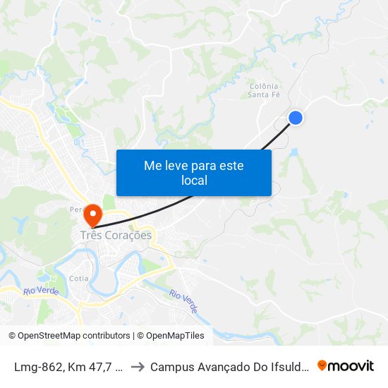 Lmg-862, Km 47,7 Leste to Campus Avançado Do Ifsuldeminas map