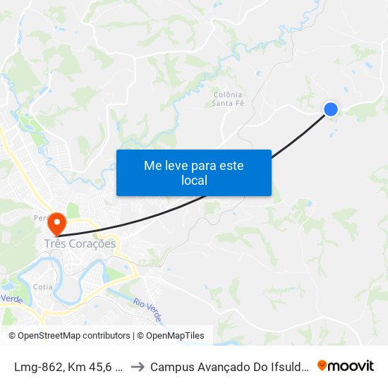 Lmg-862, Km 45,6 Leste to Campus Avançado Do Ifsuldeminas map