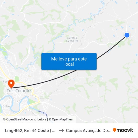 Lmg-862, Km 44 Oeste | Capoeira Grande to Campus Avançado Do Ifsuldeminas map