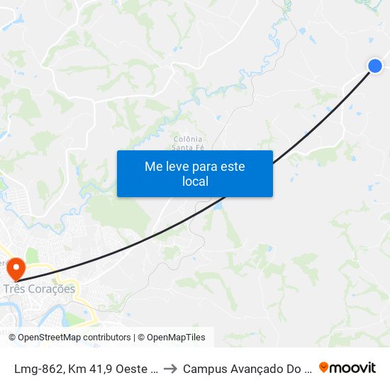 Lmg-862, Km 41,9 Oeste | Entr. Em-222 to Campus Avançado Do Ifsuldeminas map