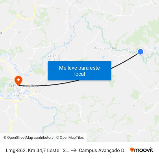 Lmg-862, Km 34,7 Leste | Sítio Santa Edwiges to Campus Avançado Do Ifsuldeminas map