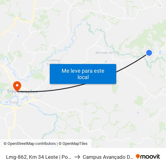 Lmg-862, Km 34 Leste | Povoado Rio Do Peixe to Campus Avançado Do Ifsuldeminas map