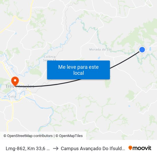 Lmg-862, Km 33,6 Leste to Campus Avançado Do Ifsuldeminas map