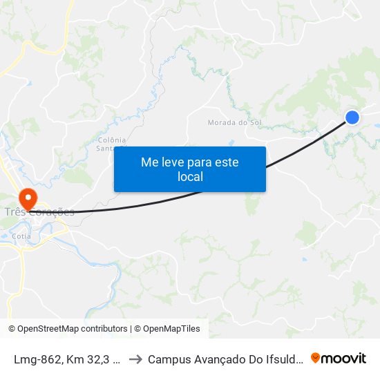 Lmg-862, Km 32,3 Oeste to Campus Avançado Do Ifsuldeminas map