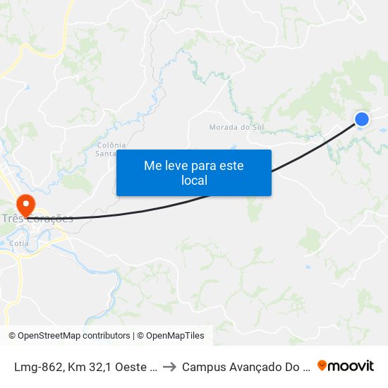 Lmg-862, Km 32,1 Oeste | Entr. Em-400 to Campus Avançado Do Ifsuldeminas map