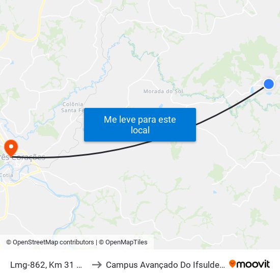 Lmg-862, Km 31 Oeste to Campus Avançado Do Ifsuldeminas map