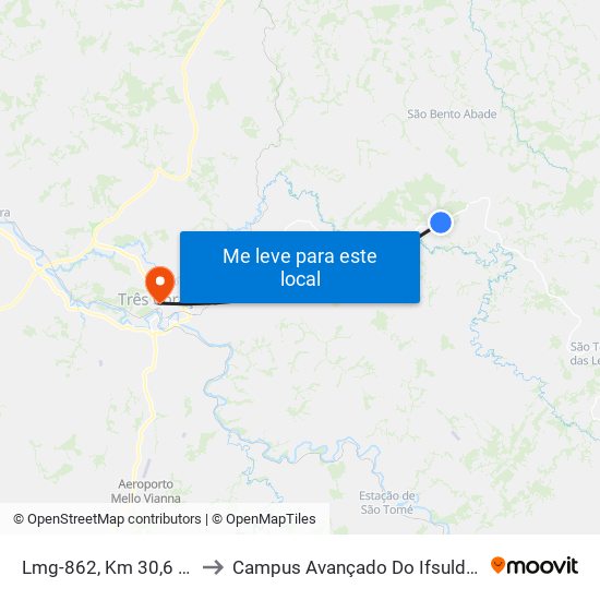 Lmg-862, Km 30,6 Leste to Campus Avançado Do Ifsuldeminas map