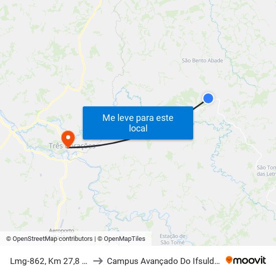 Lmg-862, Km 27,8 Leste to Campus Avançado Do Ifsuldeminas map