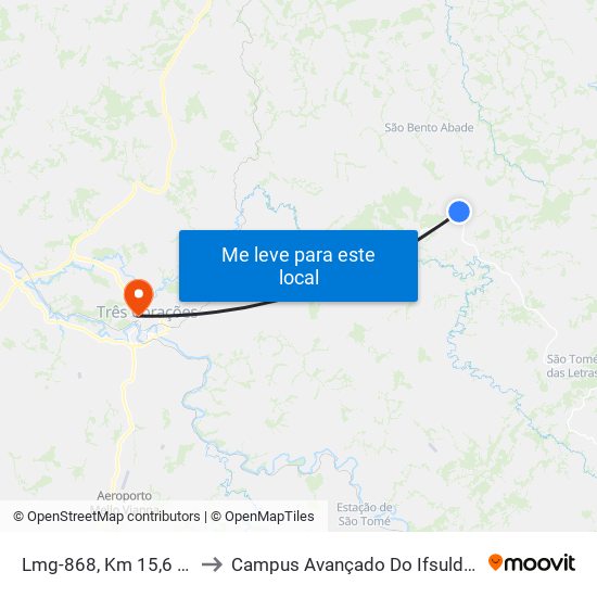 Lmg-868, Km 15,6 Leste to Campus Avançado Do Ifsuldeminas map