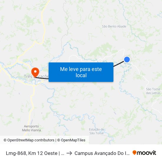 Lmg-868, Km 12 Oeste | Barra Mansa to Campus Avançado Do Ifsuldeminas map