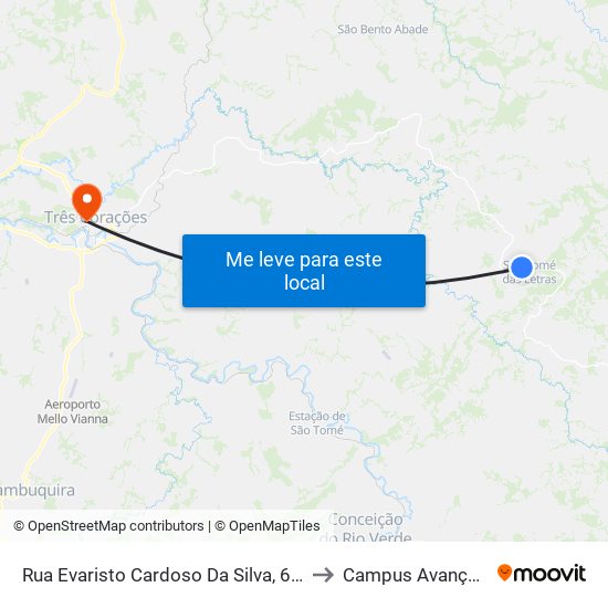 Rua Evaristo Cardoso Da Silva, 600 | Portal De São Thomé Das Letras to Campus Avançado Do Ifsuldeminas map