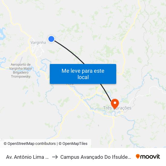 Av. Antônio Lima Reis to Campus Avançado Do Ifsuldeminas map