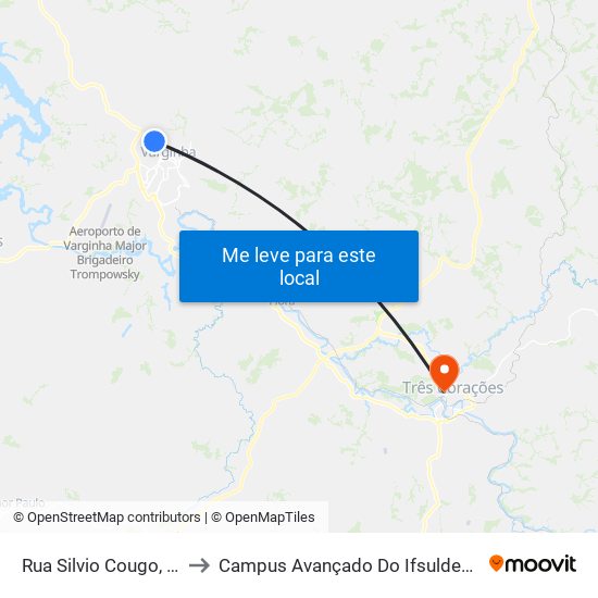 Rua Silvio Cougo, 239 to Campus Avançado Do Ifsuldeminas map