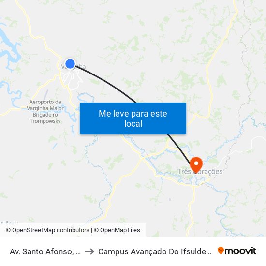 Av. Santo Afonso, 520 to Campus Avançado Do Ifsuldeminas map
