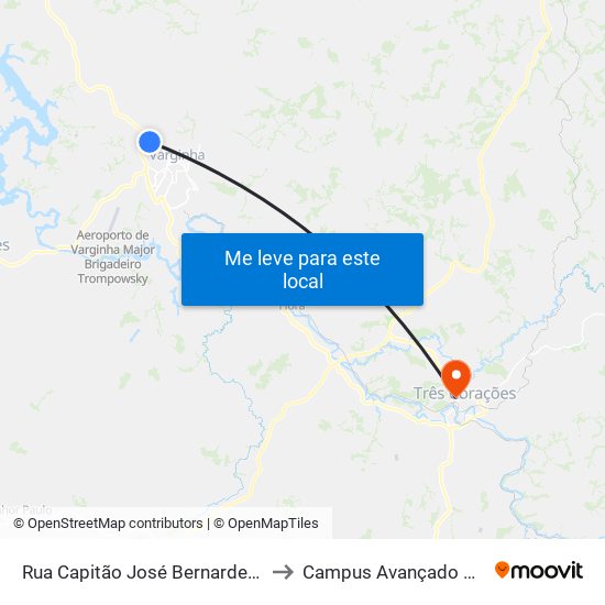 Rua Capitão José Bernardes De Rezende, 1289 to Campus Avançado Do Ifsuldeminas map