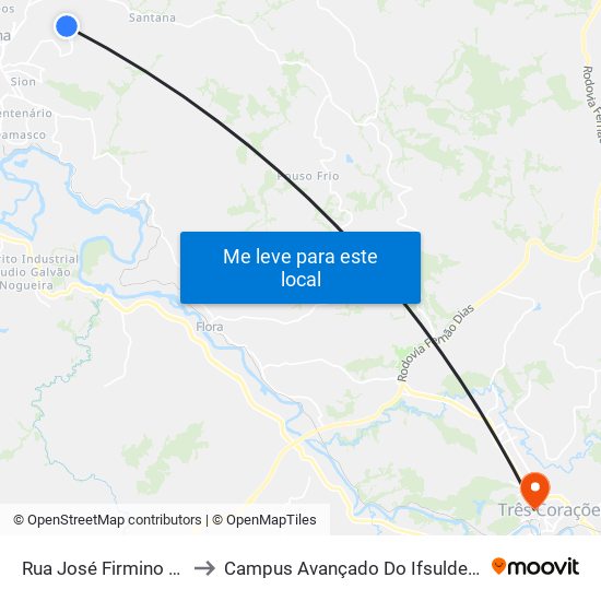 Rua José Firmino Kalle to Campus Avançado Do Ifsuldeminas map