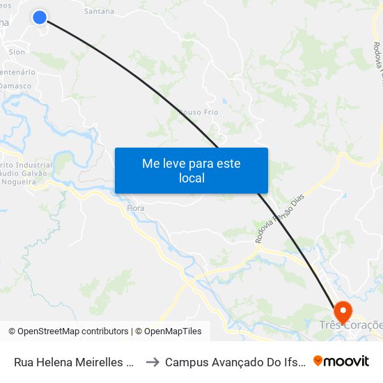 Rua Helena Meirelles Rodrigues to Campus Avançado Do Ifsuldeminas map