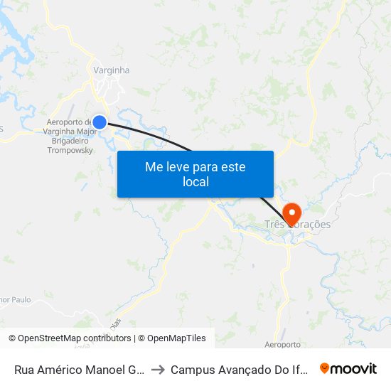 Rua Américo Manoel Gazzola, 31 to Campus Avançado Do Ifsuldeminas map