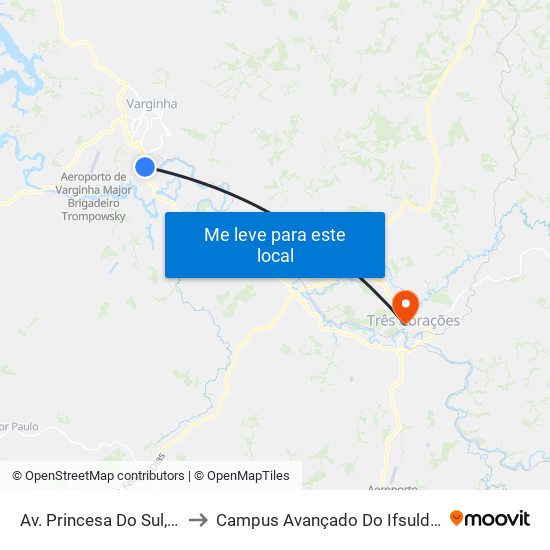 Av. Princesa Do Sul, 2560 to Campus Avançado Do Ifsuldeminas map