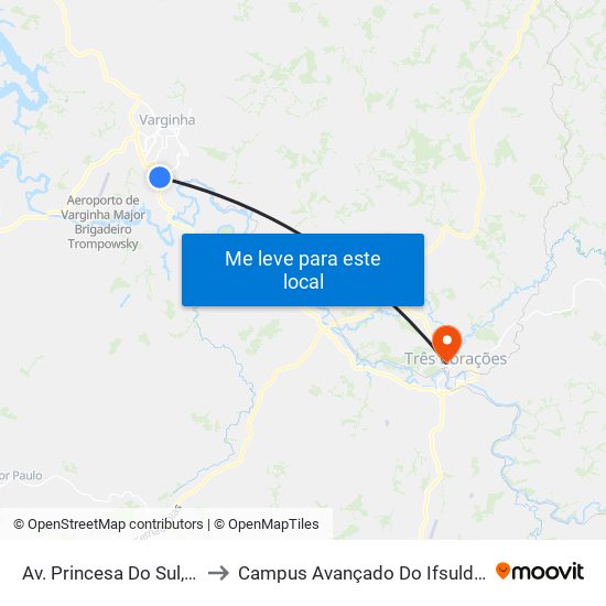 Av. Princesa Do Sul, 1885 to Campus Avançado Do Ifsuldeminas map