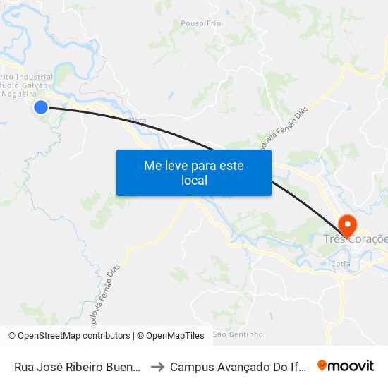 Rua José Ribeiro Bueno | Itaipava to Campus Avançado Do Ifsuldeminas map