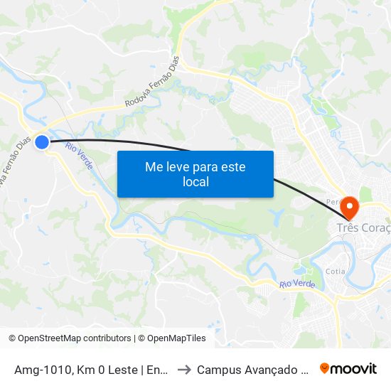 Amg-1010, Km 0 Leste | Entr. Br-381/Coca-Cola to Campus Avançado Do Ifsuldeminas map