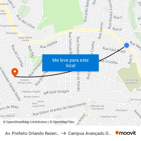 Av. Prefeito Orlando Rezende Andrade, 947 to Campus Avançado Do Ifsuldeminas map