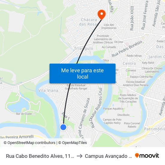 Rua Cabo Benedito Alves, 1134 | Auto Peças Jukita to Campus Avançado Do Ifsuldeminas map