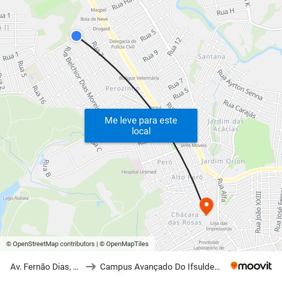 Av. Fernão Dias, 216 to Campus Avançado Do Ifsuldeminas map