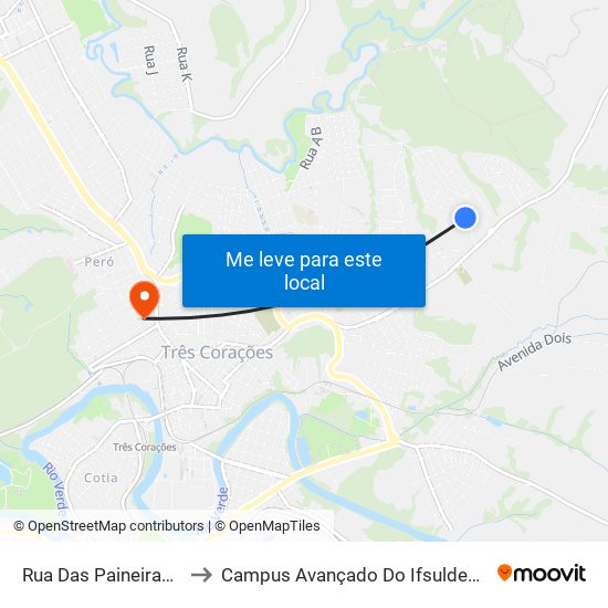 Rua Das Paineiras, 50 to Campus Avançado Do Ifsuldeminas map