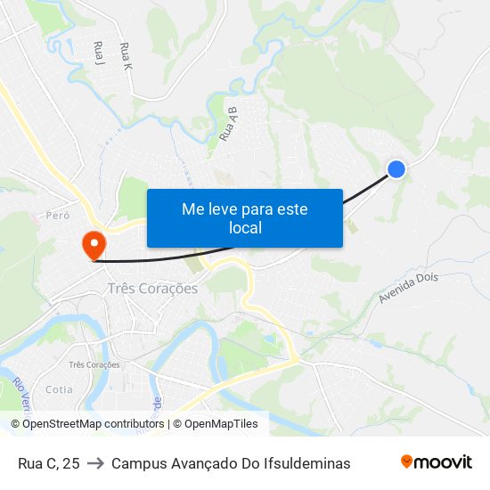 Rua C, 25 to Campus Avançado Do Ifsuldeminas map