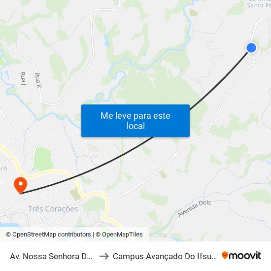 Av. Nossa Senhora Do Monte to Campus Avançado Do Ifsuldeminas map