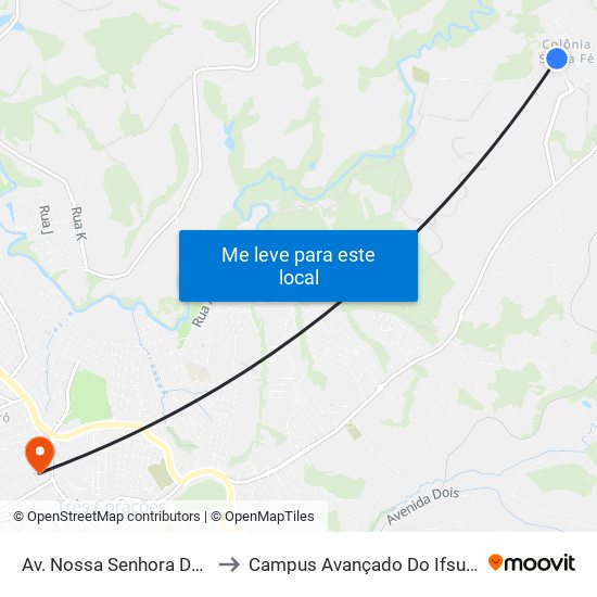 Av. Nossa Senhora Do Monte to Campus Avançado Do Ifsuldeminas map