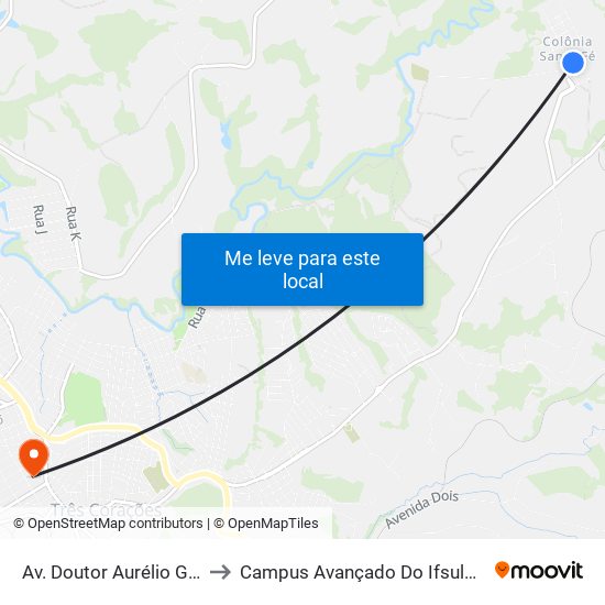 Av. Doutor Aurélio Gazolla to Campus Avançado Do Ifsuldeminas map