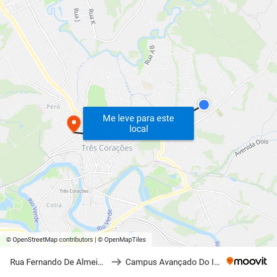 Rua Fernando De Almeida Lima, 131 to Campus Avançado Do Ifsuldeminas map