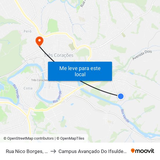 Rua Nico Borges, 230 to Campus Avançado Do Ifsuldeminas map
