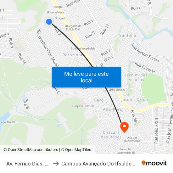 Av. Fernão Dias, 181 to Campus Avançado Do Ifsuldeminas map