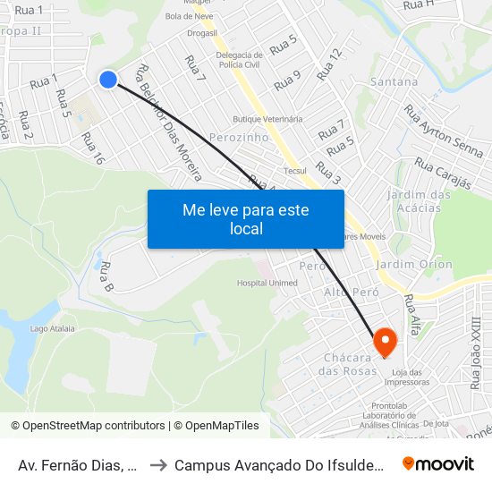 Av. Fernão Dias, 499 to Campus Avançado Do Ifsuldeminas map