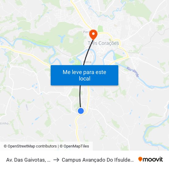 Av. Das Gaivotas, 290 to Campus Avançado Do Ifsuldeminas map