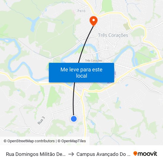 Rua Domingos Militão De Carvalho, 354 to Campus Avançado Do Ifsuldeminas map