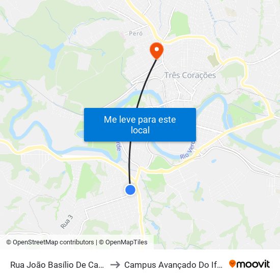 Rua João Basílio De Carvalho, 130 to Campus Avançado Do Ifsuldeminas map