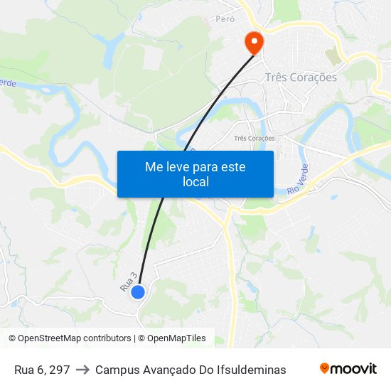 Rua 6, 297 to Campus Avançado Do Ifsuldeminas map