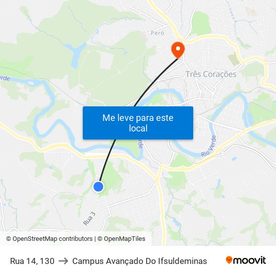 Rua 14, 130 to Campus Avançado Do Ifsuldeminas map