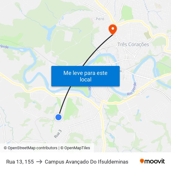 Rua 13, 155 to Campus Avançado Do Ifsuldeminas map
