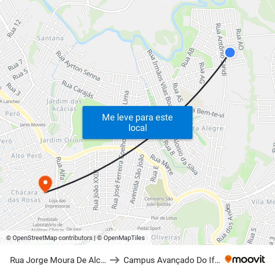 Rua Jorge Moura De Alcântara, 120 to Campus Avançado Do Ifsuldeminas map