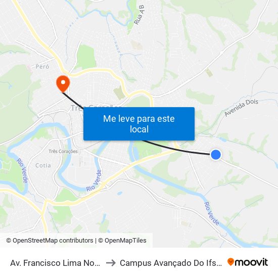 Av. Francisco Lima Novaes, 505 to Campus Avançado Do Ifsuldeminas map